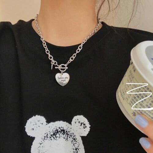 2020 hot style fashion, heart-shaped necklace hip-hop metal chain of clavicle women