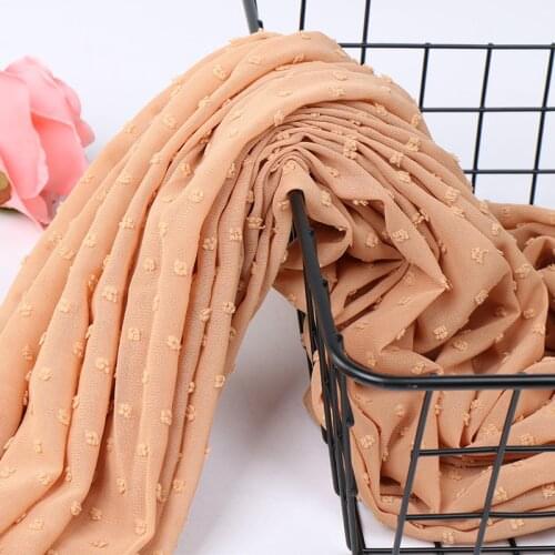2020 NEW Flocked bubble chiffon scarf hijabs for muslim women soild color breathable islamic headscarf arab head scarves