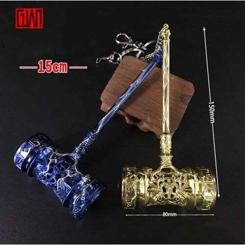 Zinc Alloy Made Blue And Gold Flashing Hammer Pendant And Keychain 15cm Flashing Version Of Animation Around As A Friends Gifts