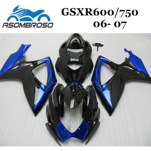 Custom aftermarket for Suzuki 2006 2007 GSXR600 GSXR750 ABS Injection Fairing GSX R600 2006 2007 blue black motorcycle Fairings