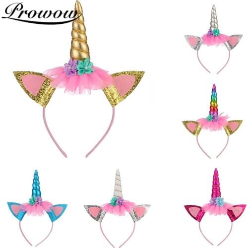Prowow Baby Hair Accessories Kids Girl Unicorn Headband Newborn Hair Bands For Children Headband Princess Cat Ear Baby Headband