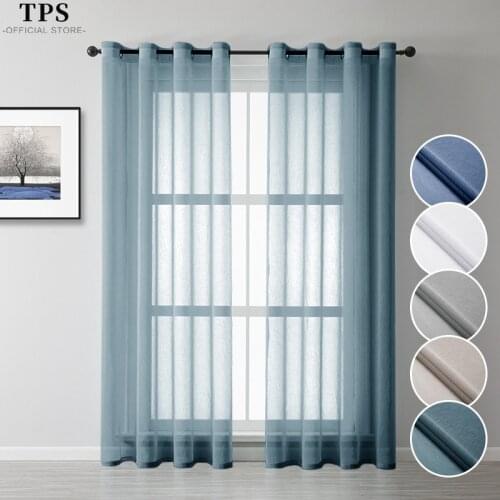 TPS Sheer Curtains for Living Room Bedroom Tulle Kitchen Solid Gauze Curtain Window Treatment Home Decor Finished Panels Blind