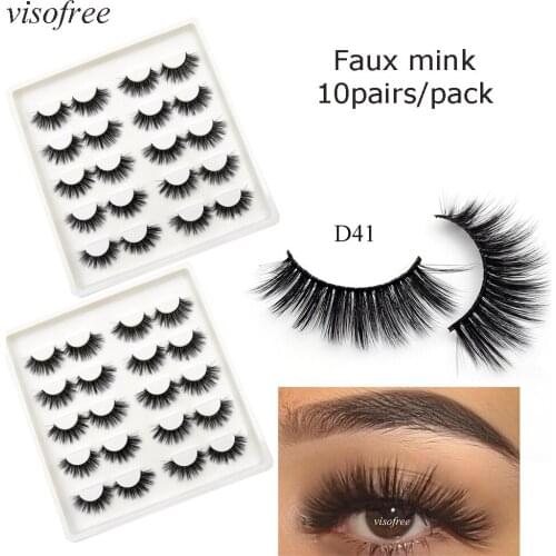 Wholesale Lashes Visofree 10Pair 3D Mink Hair False Eyelashes Natural Thick Long Eye Lashes Fluffy Makeup Beauty Extension Tools