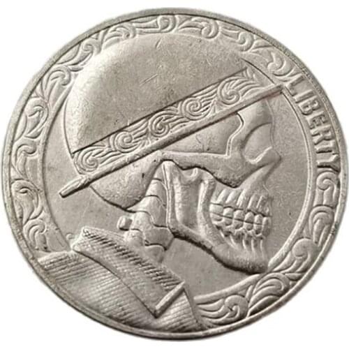 Craft Wanderer Hobo Coin Skull Gentleman Hat Copper Plated Silver Commemorative Coin Collection Souvenirs Home Decoration