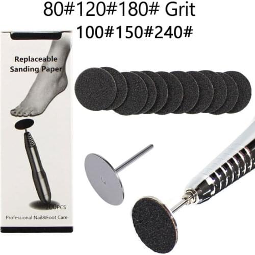 Self-adhesive Replaceable Sandpaper 80/120/180 Grit 100pcs Foot Care Replacement Remover Dead Skin Pedicure Tools