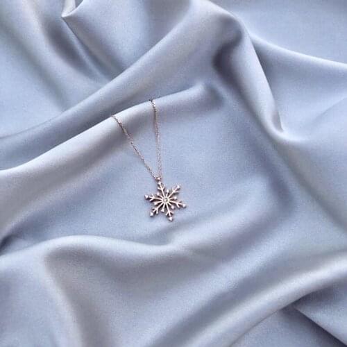 Snowflake 925 Sterling Silver Necklace Women Girls Gift Jewelry Accessories Fashion Handmade Elegant Chain