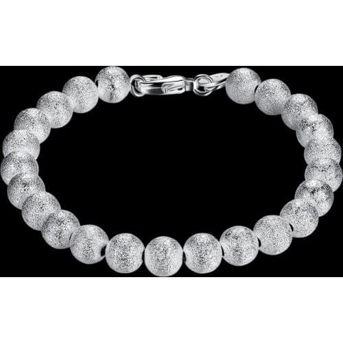 Foreign trade new fashion N925 sterling Silver color 8M sand beads bracelet fashion popcorn Silver color bracelet H145