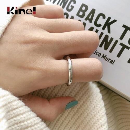 Kinel Silver 925 Jewelry Heavy Industry Handmade Round Minimalism Rings For Women Wedding Engagement 2021 Fashion Gifts