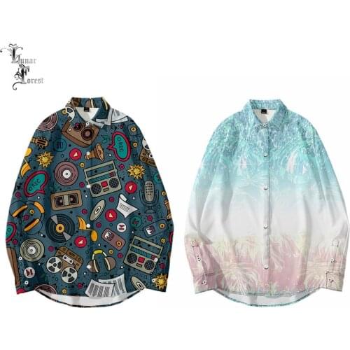 Funny Graffiti 3D Printing Unisex Shirt Women/Men Casual Long Sleeve Cool Loose Button Streetwear Overclothes Oversize 6XL