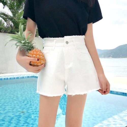 Zoki Women Hole Denim Shorts Fashion Korean High Waist Loose Zipper Jeans Casual Pockets Tassel Shorts 2XL Summer New 2021
