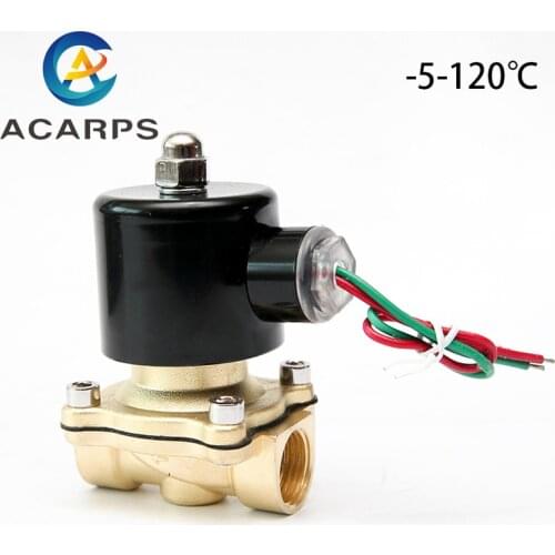 1/2" Brass Solenoid Valve High Temperature 120 Degrees Normally Closed 220V 110V 24V 12V With EPDM Seal For Water Oil Air