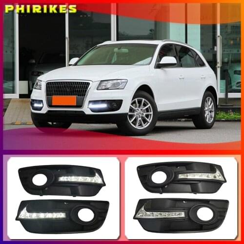 1 set DRL For Audi Q5 2010 2011 2012 2013 LED DRL Daytime driving Running Lights Daylight Fog Lamp cover hole light
