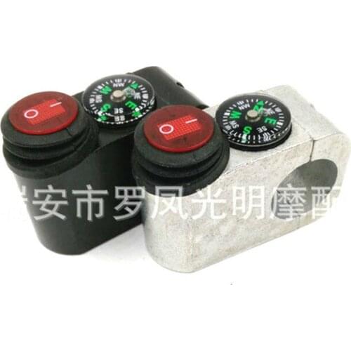 1Pc 22mm 12V Waterproof Motorcycle Handlebar Turn Signal Light ON-OFF Button Switch Motors Ignition With Compass accessories
