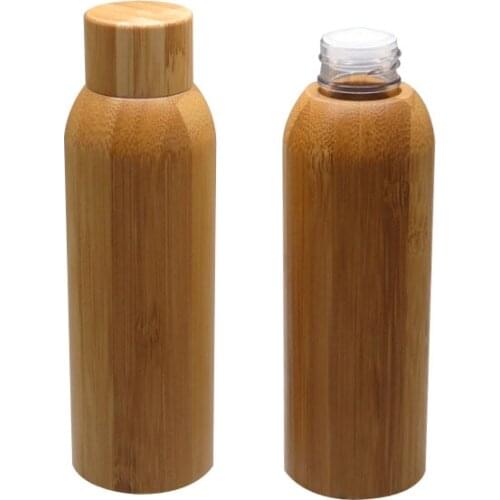 10pcs 120ml PET Bamboo Cosmetic Lotion/Emulsion Refillable Bottle with Screw Cap Empty Plastic Makeup Liquid Packaging Container