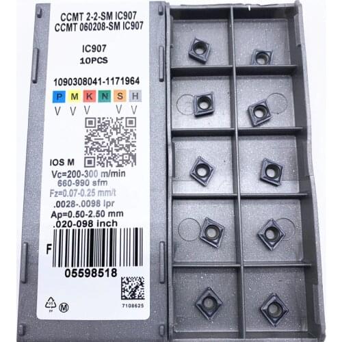 10PCS CCMT060208 SM IC907 IC908 Carbide Insert Turning Tool Turning Milling Cutter CNC Cutting Tool