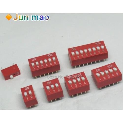 10pcs Slide Type Switch Module 1 2 3 4 5 6 7 8 10 PIN 2.54mm Position Way DIP Pitch Toggle Switch Blue/Red Snap Switch Dial Swit