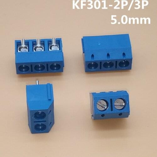 10PCS KF301-5.0-2P KF301-3P Pitch 5.0mm KF301 Straight Pin PCB 2 Pin 3 Pin Screw Terminal Block Connector