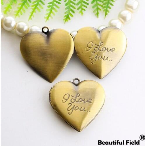 2pcs 29x29mm Photo Loclet Box Setting Brush Bronze Color Plated Heart Cameo Base Blank Tray Love You