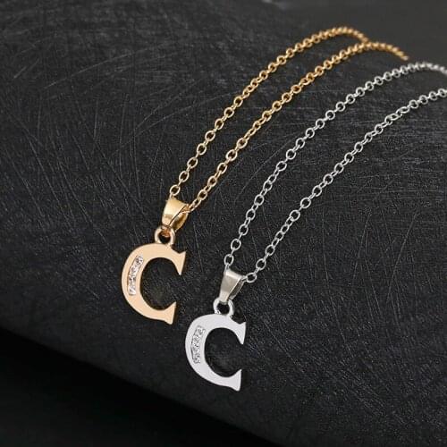 30pcs Family name gift Initial Letter C monogram alphabet Stainless steel alloy 26 English word sign pendant Necklace jewelry