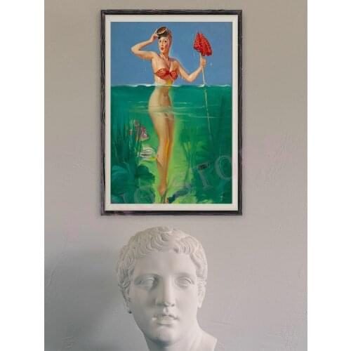 392 Vintage Beautiful Pin-up Girl Classic Picture Custom Silk Poster Home Deco Wall Art Christmas Gift