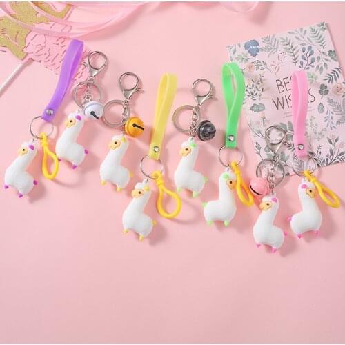 3D PVC PVC creative cartoon alpaca key ring car pendant lady bag pendant gift
