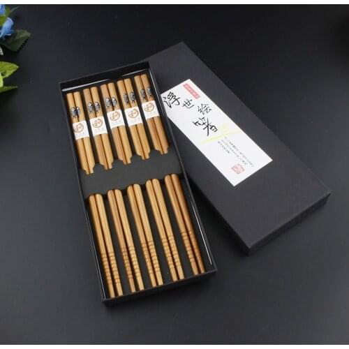 5Pair Set Handmade Wood Chopsticks Reusable Japanese Natural Wood Chopsticks Sushi Food Cat Flower Multi Color Wooden Chopstick