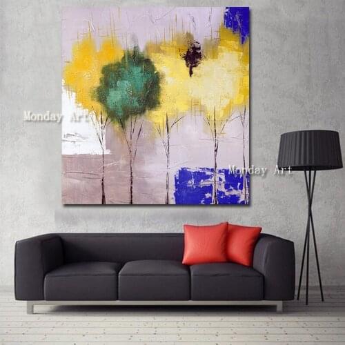 Big Size HandPainted Abstract Tree Landscape Oil Painting wall Decor painting On Canvas Wall Picture Living Room Bedroom Office