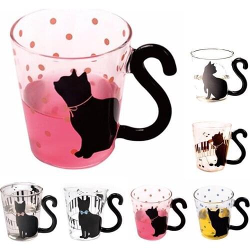 Anti-Scalding Cat Glass Coffee Mug Cup Tea Cup Milk Coffee Cup Dots Decoration Home Office Cup Couples Gift Drinking Utensils
