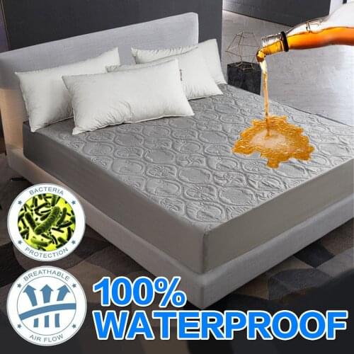 Bed Cover Solid color Polyester Mattress add cotton Protector Waterproof Mattress Topper for Bed Anti-mite Mattress Cover