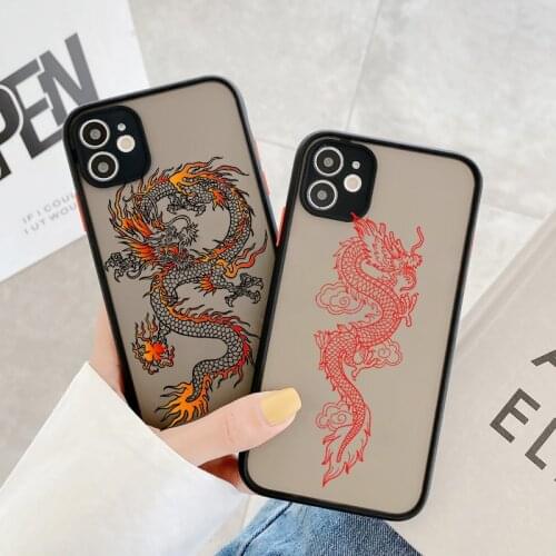 Black Fashion Animal Dragon Phone Case For iPhone 7 8 Plus X XR XS 11pro MAX 6 S Plus SE 2020 Hard PC Back Cover Funda Shell