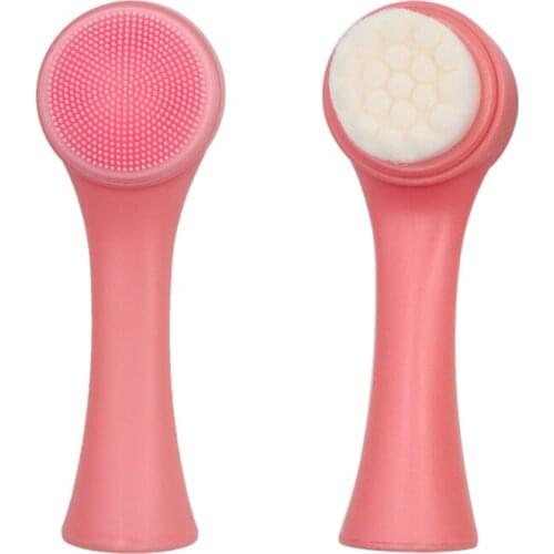 Double Side Silicone Facial Cleanser Wash Brush Portable Blackhead Removal Face Massage Cleaning Washing Brush Skin Care Tool