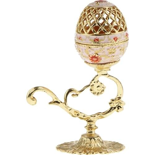 Enamel Flower Hollow Eagg Easter Egg Stand Jewelry Room Display Showcase
