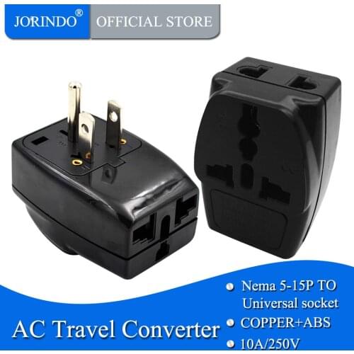 JORINDO EU AU UK swiss to USA Japan canada Philippines Thailand Taiwan Grounded US Travel Adapter Outlet 2 in 1 power plug