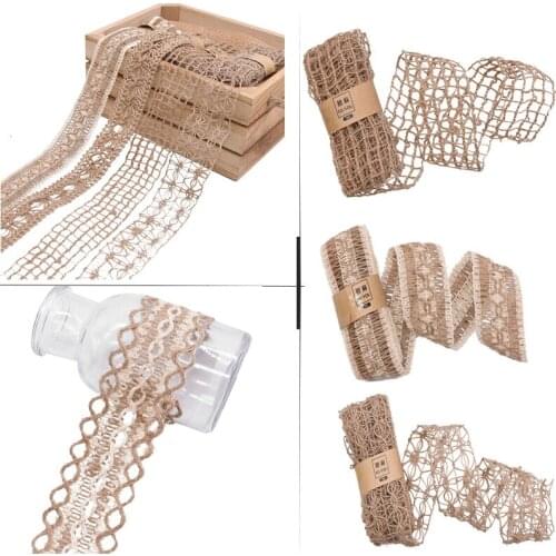 2Meter Natural Jute Burlap Ribbon Hessian Lace Jute Twine Hemp Cord Vintage Rustic Wedding Decoration Christmas Party Supplies