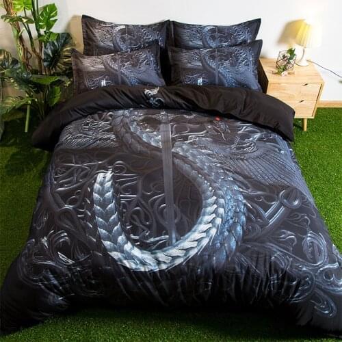 Evil Dragon Pattern Duvet Cover Set Animal Theme Decorative 3 Piece Bedding Set with Pillowcase and Bed Sheet Single for Kids