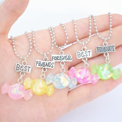 Resin Candy Color Sugar Pendant Necklace Children BFF 5 Best Friends Forever Friendship Jewelry Gifts For Kids