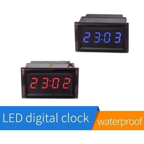 RED Universal Waterproof Car Motorcycle Auto Accessory DC 12V/24V Dashboard Digital LED Display Clock Free Shipping&Wholesale