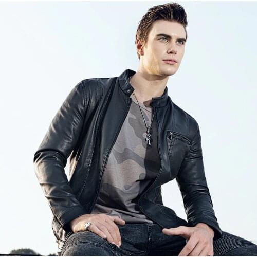 Faux Leather Coat Men Slim Fit Suede Jacket Fashion Autumn Motorcycle PU Leather Male Autumn Bomber Jackets Outerwear Spring 5