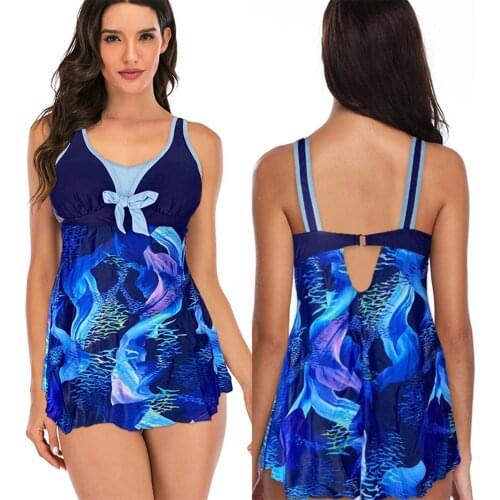 S-XL new Summer Womens Bow Tie Printed Large-size Beach Style Sexy Swimsuit and Shorts ropa sexy mujer Colorful ocean print F4