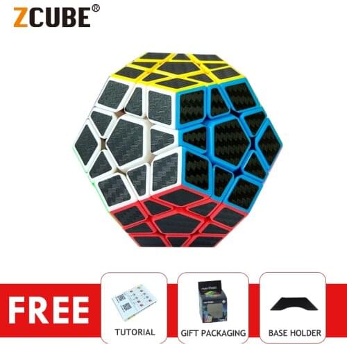 ZCube 3x3x3 Megaminxed Magic Puzzle Carbon Fiber Stickers Professional Speed 12 sides puzzle cubo educational toys for children