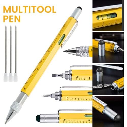 Multi Function Screwdriver Ruler Spirit Level Tool Ballpoint Pen With A Top And Scale Stylus For Touch Screen Tool Pen Supplies