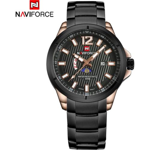 Men Sport Watches NAVIFORCE Men Quartz Watch Steel Band Hot Brand Calender Wristwatches For Men 30M Waterproof Relogio Masculino