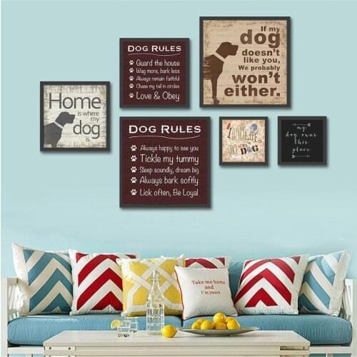 Home Dog Rules Love Quotes Wall Pictures for Living Room Home Decor Canvas Paninting Modern Minimalist Artwork Painting Cuadros
