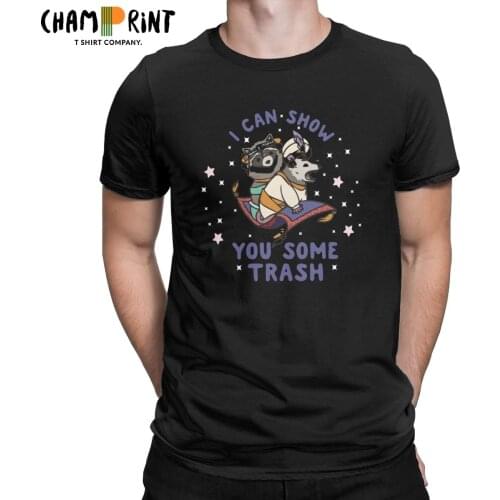 Novelty I Can Show You Some Trash T-Shirt for Men Pure Cotton T Shirts Raccoon Possum Lover Short Sleeve Tees Classic Clothes