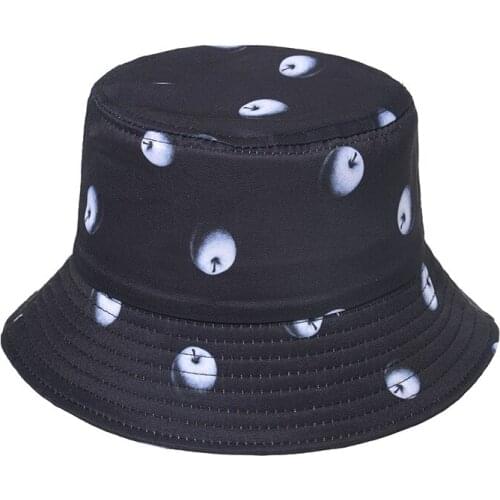 Cotton Fruit Apple Print Bucket Hat Fisherman Hat Outdoor Travel Hat Sun Cap Hats for Men and Women 281