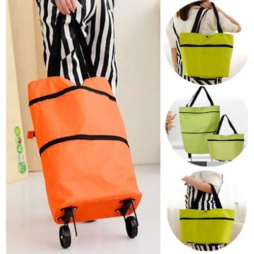 Portable Shopping Cart Bag Oxford Foldable Shopping Trolley Bag Reusable Shopping Organizer Bag With Wheel For Supermarket