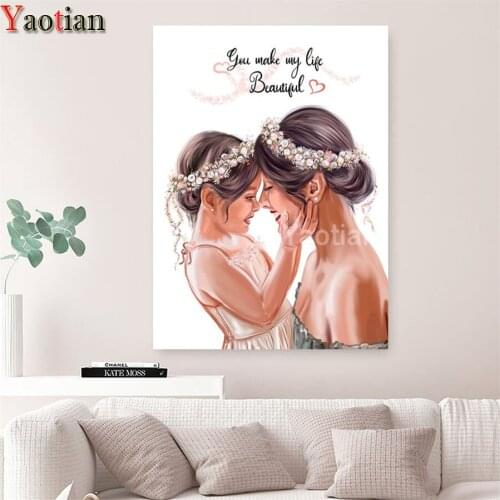 Mother And Daughter Posters 5d diy diamond painting full square round diamond embroidery for 2021 New arrivals Xmas gift