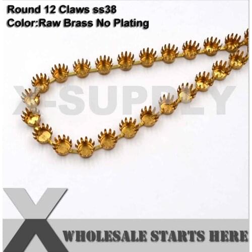 SS38(8mm) Round 12 Claws Empty Cup Chain Without Rhinestones,Fit For Chaton,Pointed Back Crystals (Center Connectors)
