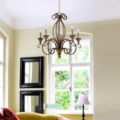 Teak Color Five Cand Led Chandeliers European American Export Lamp Decoration Bedroom Light Chandelier Lighting