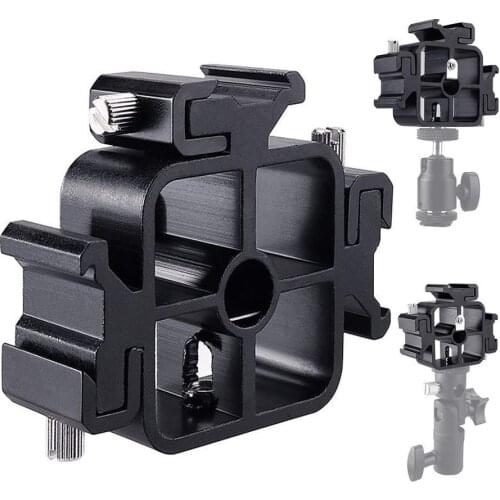 Triple Cold Shoe Mount Flash Bracket With Ballhead Adapter Phone Holder Photography Umbrella Holder For LED Monitors Smartphone